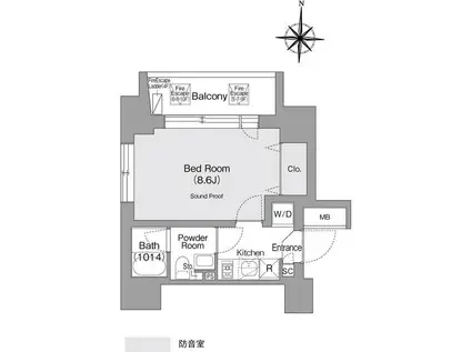 コンフォリア・リヴ森下MUTIO(1K/6階)の間取り写真