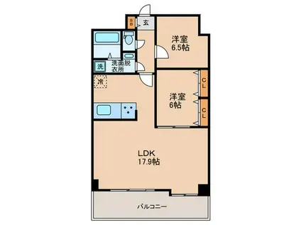 ウエストリヴィエール(2LDK/9階)の間取り写真