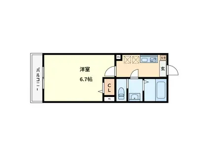 MELDIA与野本町IIB(1K/1階)の間取り写真