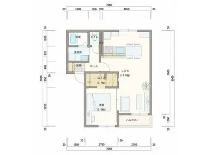 パストラルハイムB(1LDK/2階)の間取り写真