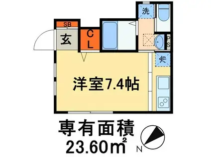 カージュアラパン(ワンルーム/1階)の間取り写真