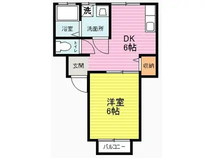 ソレイユ・リアン(1DK/2階)の間取り写真