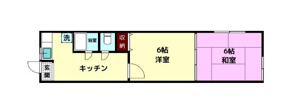 アドバンハイツ1号館(2K/1階)の間取り写真