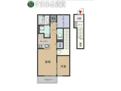 セレーノHARU(1LDK/2階)の間取り写真