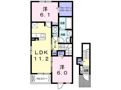 RISE I(2LDK/2階)の間取り写真