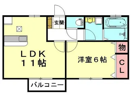 エクレール平塚(1LDK/2階)の間取り写真