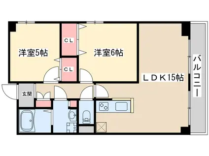 パークヒルズ新大阪オアシス(2LDK/8階)の間取り写真