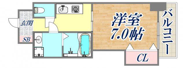 エレナ西宮北口(1K/9階)の間取り写真