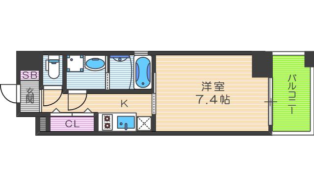ブランTAT福島(1K/8階)の間取り写真
