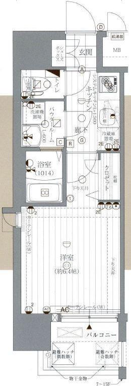 レジュールアッシュ大阪城北(1K/12階)の間取り写真