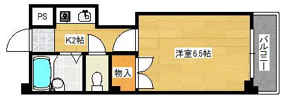 ジュネス九軒町(1K/2階)の間取り写真