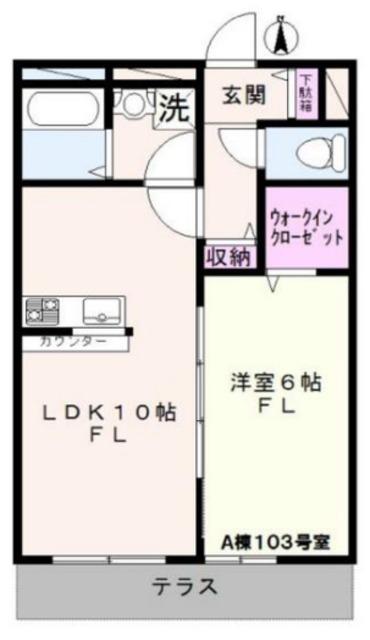アビテヴェール志木 A棟(1LDK/1階)の間取り写真