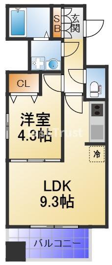アドバンス西梅田(1LDK/9階)の間取り写真
