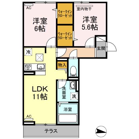 フレッチェ・ボスコV(2LDK/1階)の間取り写真