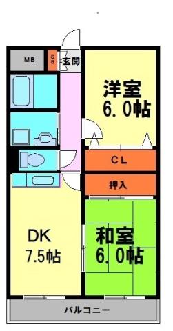 メゾンメット(2DK/3階)の間取り写真