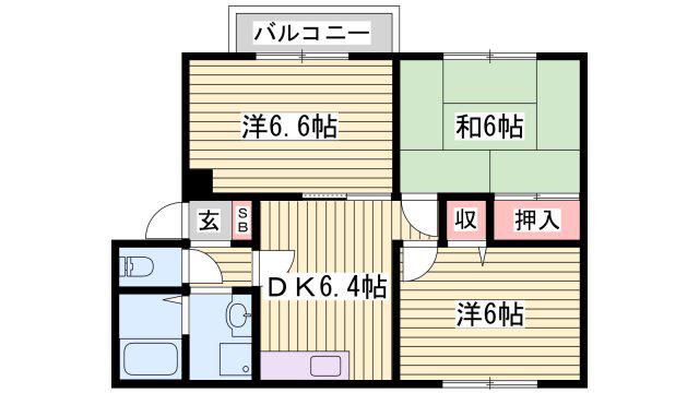 ノーブル北原(3DK/1階)の間取り写真