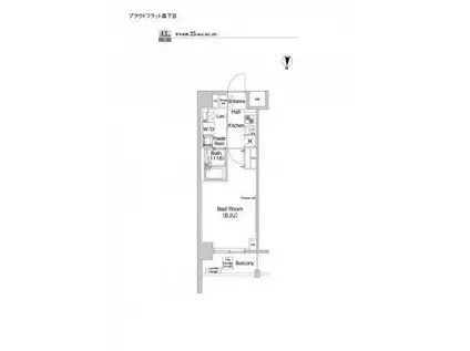 プラウドフラット森下III(1K/4階)の間取り写真