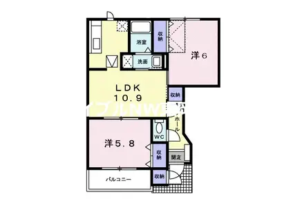 ウィスティリアA(2LDK/1階)の間取り写真