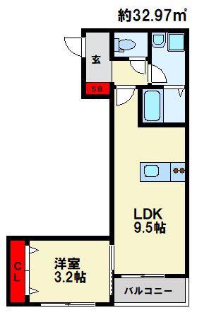 MAISONN HAKATA MINAMI(1LDK/1階)の間取り写真