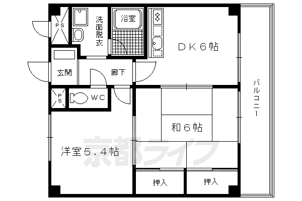 ボヌール有栖川(2DK/2階)の間取り写真