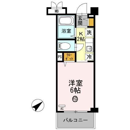 クレール加茂(ワンルーム/4階)の間取り写真