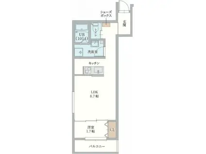 GAZELLE NOAH尼崎尾浜II(1LDK/1階)の間取り写真