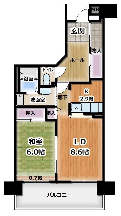 TS GARDEN 清瀬(1LDK/5階)の間取り写真
