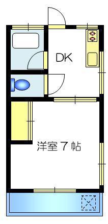 富士見ハイツ(1DK/1階)の間取り写真