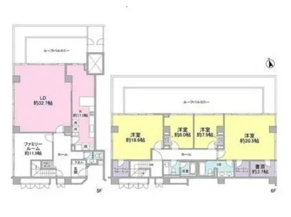 麻布マナー(5SLDK/5階)の間取り写真