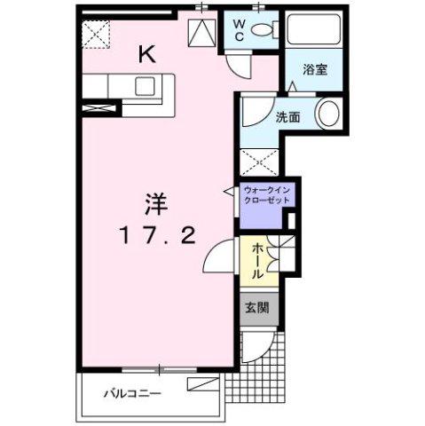 サンオークII(ワンルーム/1階)の間取り写真