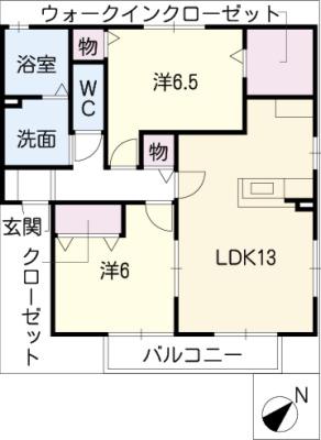 レジデンス神ノ倉A(2LDK/2階)の間取り写真