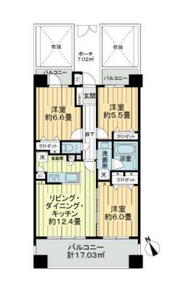 レクセルマンション東陽町(3LDK/10階)の間取り写真