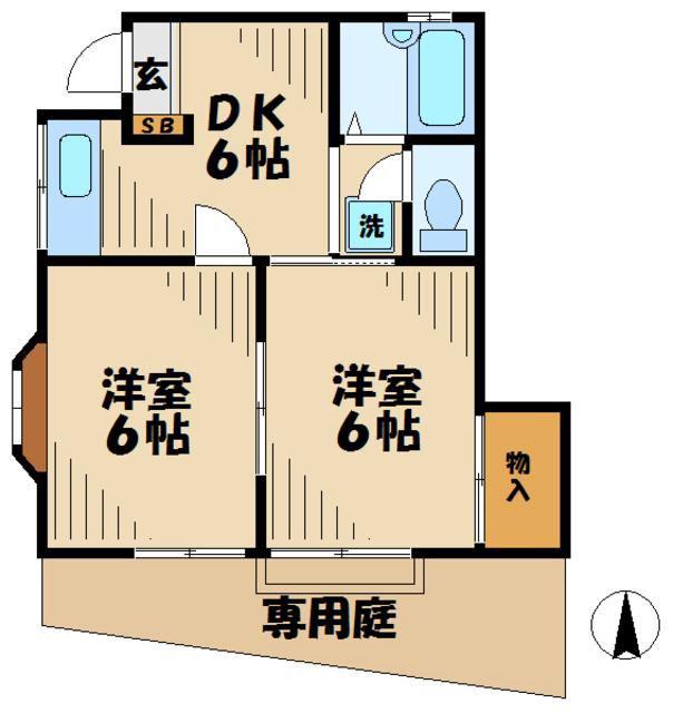 シャルムハラシマ(2DK/1階)の間取り写真