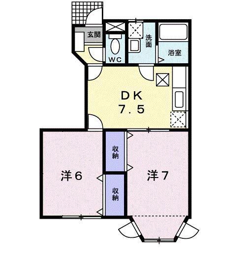 WINDSKEA-LANIB(2DK/1階)の間取り写真