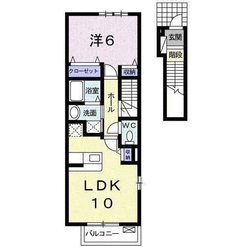 ブリーズメゾン(1LDK/2階)の間取り写真