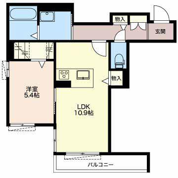 カーサ デルソル(1LDK/2階)の間取り写真