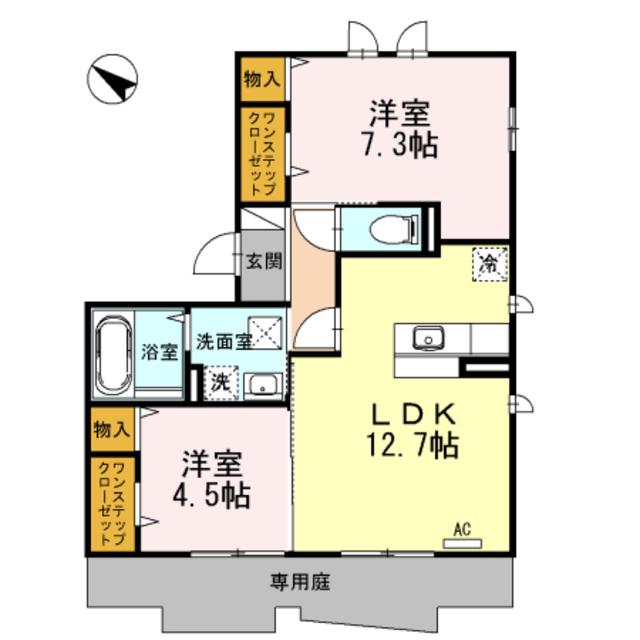 トリフォリウム(2LDK/1階)の間取り写真