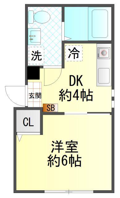 ソレイユ磯子(1DK/3階)の間取り写真