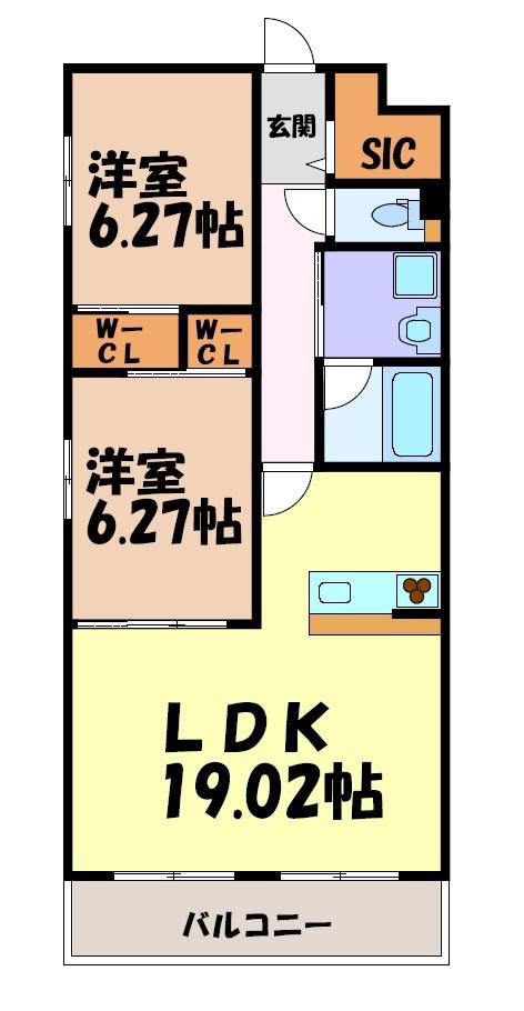 GRAN DUKE千種RUBINO(2LDK/2階)の間取り写真