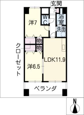カスタリア志賀本通(2LDK/12階)の間取り写真