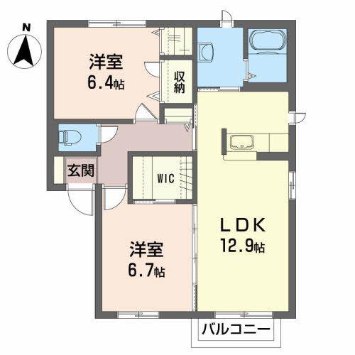 シャーメゾンK(2LDK/2階)の間取り写真