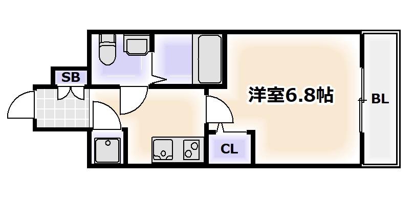 ラシュレエグゼ難波西(1K/10階)の間取り写真