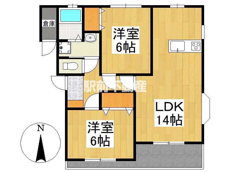 グレードハイツ(2LDK/2階)の間取り写真