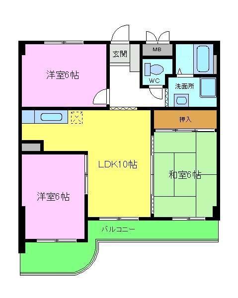 ジョイフル昭栄(3LDK/3階)の間取り写真