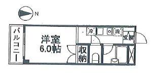 グレイスコートワタナベII(1K/2階)の間取り写真
