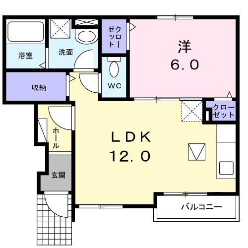レジデンスゼルコバ(1LDK/1階)の間取り写真