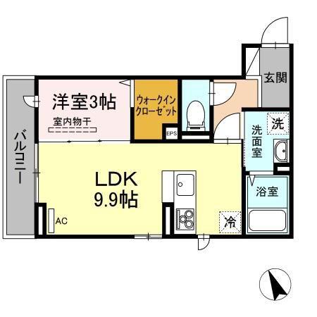 VILLAGE FLEURI(1LDK/2階)の間取り写真