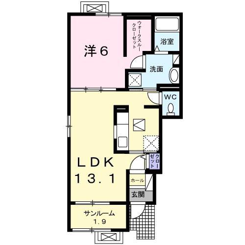 ＪＲ越後線 分水駅 徒歩9分 2階建 築9年(1LDK/1階)の間取り写真