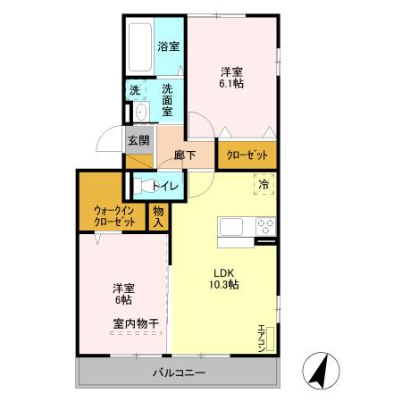 グレイスヴィラ(2LDK/3階)の間取り写真