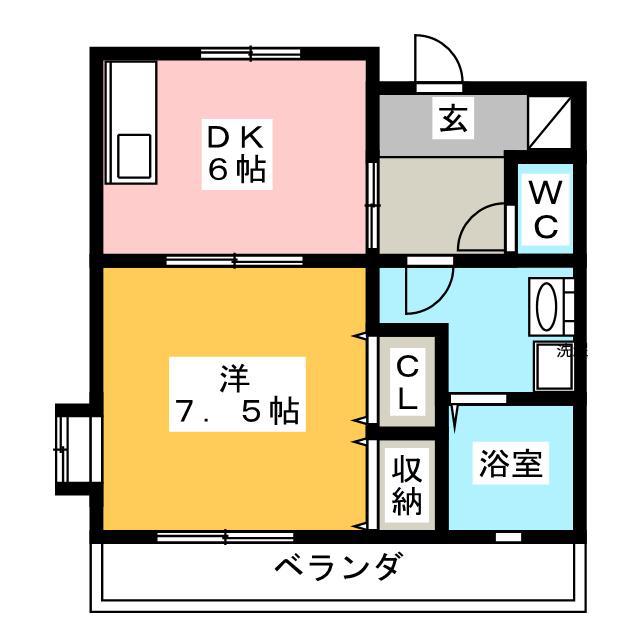 ヴェルドミールIII(1DK/3階)の間取り写真